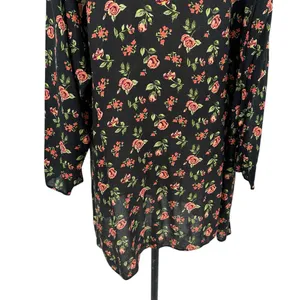 ASOS Floral Print‎ Black Pink Green Button Front Mini Tunic Dress Size US 12 thumbnail 9