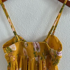 Free People Baby Doll Hi-Low Floral Tunic Boho Mustard Gold Yellow Small thumbnail 7