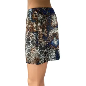 Tiger Mist Multicolor Damask Print Side Zip Slit Straight Mini Skirt Size S thumbnail 2