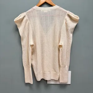 VERONICA BEARD Kirka Henley Pullover Sweater in Ivory M thumbnail 10