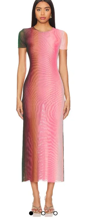 Revolve Misa‎ Los Angeles Vanessa Midi short sleeve Dress in Cali Ombre XS thumbnail 1