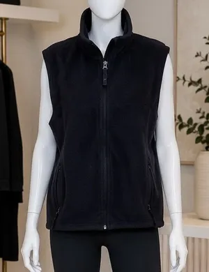 L.L. Bean Womens Fleece Vest Full Zip Mock Neck Black XXL Regular thumbnail 1