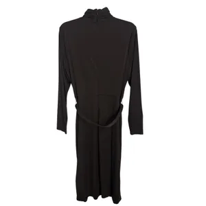 NWOT Lauren Ralph Lauren Brown Belted Mockneck Jersey Dress 14 Stretch thumbnail 3