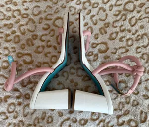 Valentina Rangoni Women's Lino Royal Pink/White Block Heels Leather Size: 7M thumbnail 4