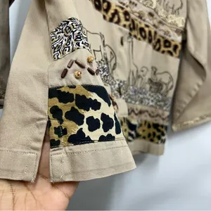 Dressbarn xl safari Animal Print ButtonUp embroidered beaded top jacket cardigan thumbnail 15