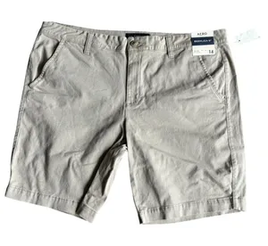 Aeropostale Women's Mid Rise Bermuda Khaki Shorts w/ 9 in. Seam thumbnail 1