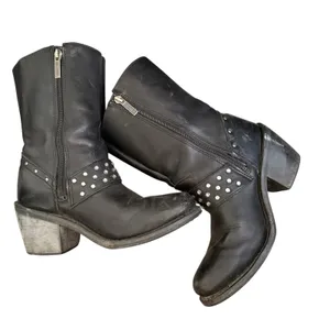 HARLEY DAVIDSON Sz 7 Macie rhinestone Studded Strap Leather Riding Boot Moto thumbnail 5