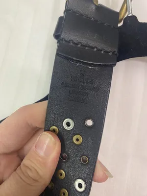 Black Genuine Bonded Leather Studded Grommet Belt Brass Tone Buckle Boho Punk thumbnail 5