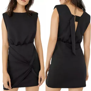 Free People Runaway Knit Mini Dress‎ Sleeveless Draped Black Size XL thumbnail 2