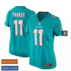 NWOT Women's Nike DeVante Parker 11 Aqua Miami Dolphins New 2018 Game Jersey M thumbnail 1