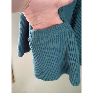 Liz Baker Vintage Teal Solid Rib-Knit Collared Button Front Pocket Cardigan XL thumbnail 4