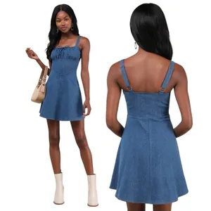 Lulus Considered Charisma Blue Chambray Bustier Mini Dress size XL NWT thumbnail 2