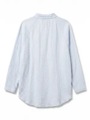 Free People Summer Daydream Button Down Womens M Light Blue Gauze Top thumbnail 3