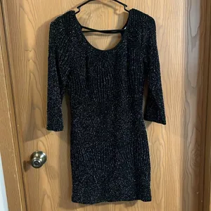 Deb Bodycon‎ Black Sparkle Dress with Open Back Medium thumbnail 5