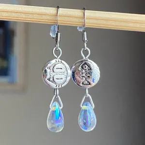 Handmade cat & fish teardrop dangle earrings 🐈🐟 thumbnail 4