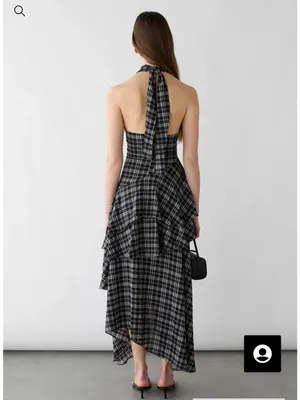 Oak+Fort plaid halter tiered dress. M/L thumbnail 2
