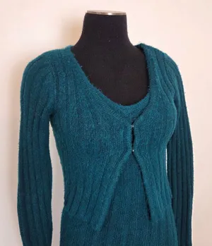 Happily Grey Sweater Dress Cardigan Set Aqua Teal Blue Cozy Loungewear Preppy S thumbnail 1