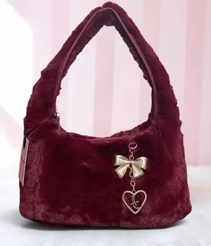 Juicy Couture Burgundy Faux Fur Shoulder Bag thumbnail 1