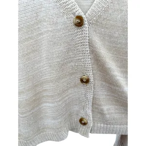 Z Supply Womens Beige Space Dye‎ Open Knit V-Neck Button Cardigan Lightweight L thumbnail 5