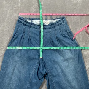 We The Free People Pants 4 Blue Mover & Shaker Denim Harem Loose Pleated Boho thumbnail 6