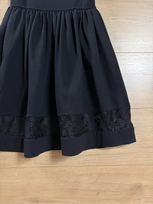 Aqua Fit & Flare Black Ponte Sleeveless Lace-Hem Dress thumbnail 4