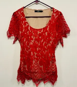BKE buckle backless Elegant Red Lace Women’s Top Size Large! thumbnail 1