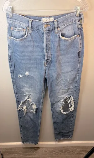 Free People‎ We The Free Button Fly Distressed Straight Leg Jeans Size 27 thumbnail 1