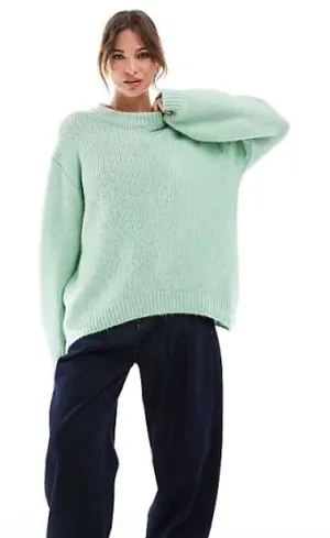 Zara Women’s Mint Green Wool Blend Chunky Cable Knit Sweater Large Long Sleeve‎ thumbnail 1