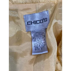 Chico’s Women’s (Size 3) XL Yellow Lightweight Cotton Jacket Gold Embroidered thumbnail 5