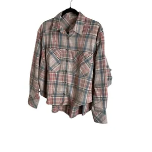 Oversized Plaid Flannel Shirt Button thumbnail 11