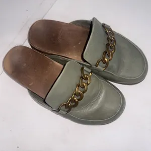 Vionic Green Leather Joyful Georgie Slip On Arch Support Mules Shoes Size 9 Read thumbnail 2