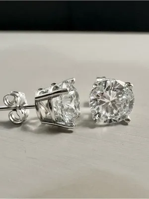 14K White Gold Lab Grown Diamond Stud Earrings thumbnail 2