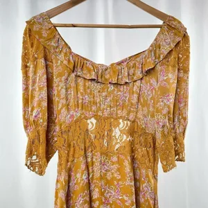NEW Free People Lucie‎ Mini Dress in Brown Multi Size 8 thumbnail 3