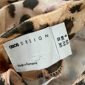 ASOS DESIGN Women Leopard Print Satin Slip Midi Dress Ruched Bust Tan US 6 NEW‎ thumbnail 7