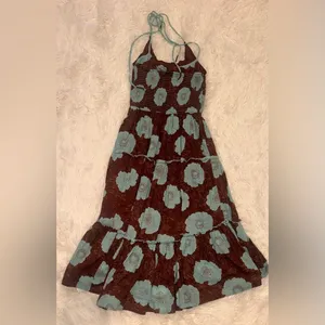 NEW Free People adriel floral print knee length cami dress in nutmeg sz M thumbnail 5