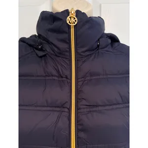 Michael Michael Kors Navy Blue Packable Down Puffer Jacket Gold Small Gorpcore thumbnail 4