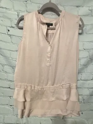 Banana Republic Satin Ruffle Hem Sleeveless Blouse Pink Size M thumbnail 1