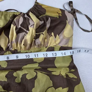 BCBGMAXAZRIA Brown Floral Tiered Maxi Dress Silk Lining Open Back Size Medium thumbnail 9