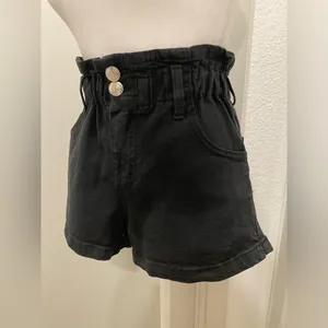 Target Black Stretchy Denim Elastic Waistband Paper Bag Shorts - XS thumbnail 9