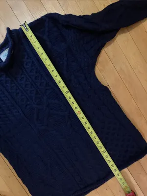 Blarney Woolen Mills Irish Wool Roll Neck Navy Blue Oversized Knit Sweater Hole thumbnail 7