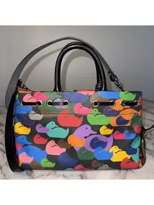 Dooney & Bourke Wonder Ducks Black Handbag Satchel Crossbody CLEAN NWOT Vintage thumbnail 5