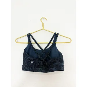 Lululemon Free To Be Serene Bra Size 6 Strappy Back Floral Print Blue Yoga thumbnail 12