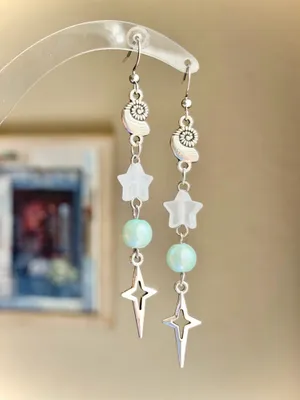 Handmade y2k Kawaii grunge funky mix material dangle earrings💛 thumbnail 2