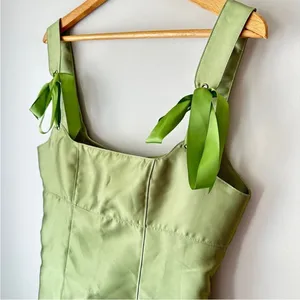 NWT‎ Current Mood green satin mini dress small thumbnail 3