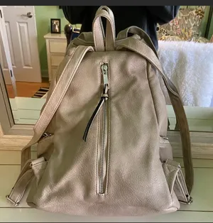 Beige Leather Small Backpack Tan thumbnail 3