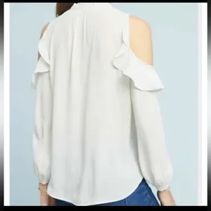 Anthropologie Maeve Liesel Cold Shoulder Top Large Light Mint Green thumbnail 6