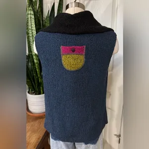 Vintage 90s Colorblock Cotton Knit Vest‎ Indie Artisan Fall Layering thumbnail 9