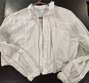 Altar'd State White Cropped Button-Up Shirt thumbnail 1