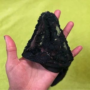 Victoria's Secret Black Stretchy Lace Triangle Bralette with front clasp thumbnail 5