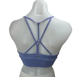Alo Blue Heathered Sleeveless Strappy Workout Athletic Sports Bra Crop Top Sz S thumbnail 2